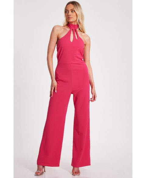 Женский комбинезон QUIZ Scuba Crepe Halterneck Jumpsuit, цвет: Пурпурный