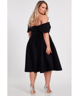 Plus Size Bardot Scuba Foam Skater Dress