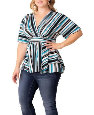 Plus Size Boulevard Short Sleeve Stripe Top