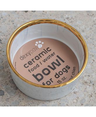 Marble Dog Bowl: Grey & Gold Accent