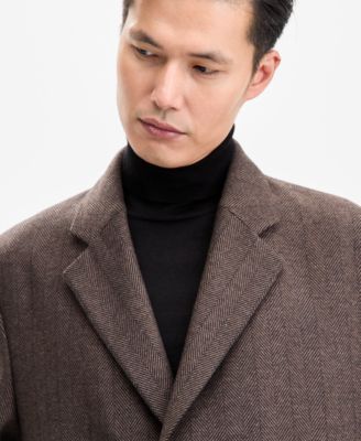 Men's Modern-Fit Herringbone Overcoat