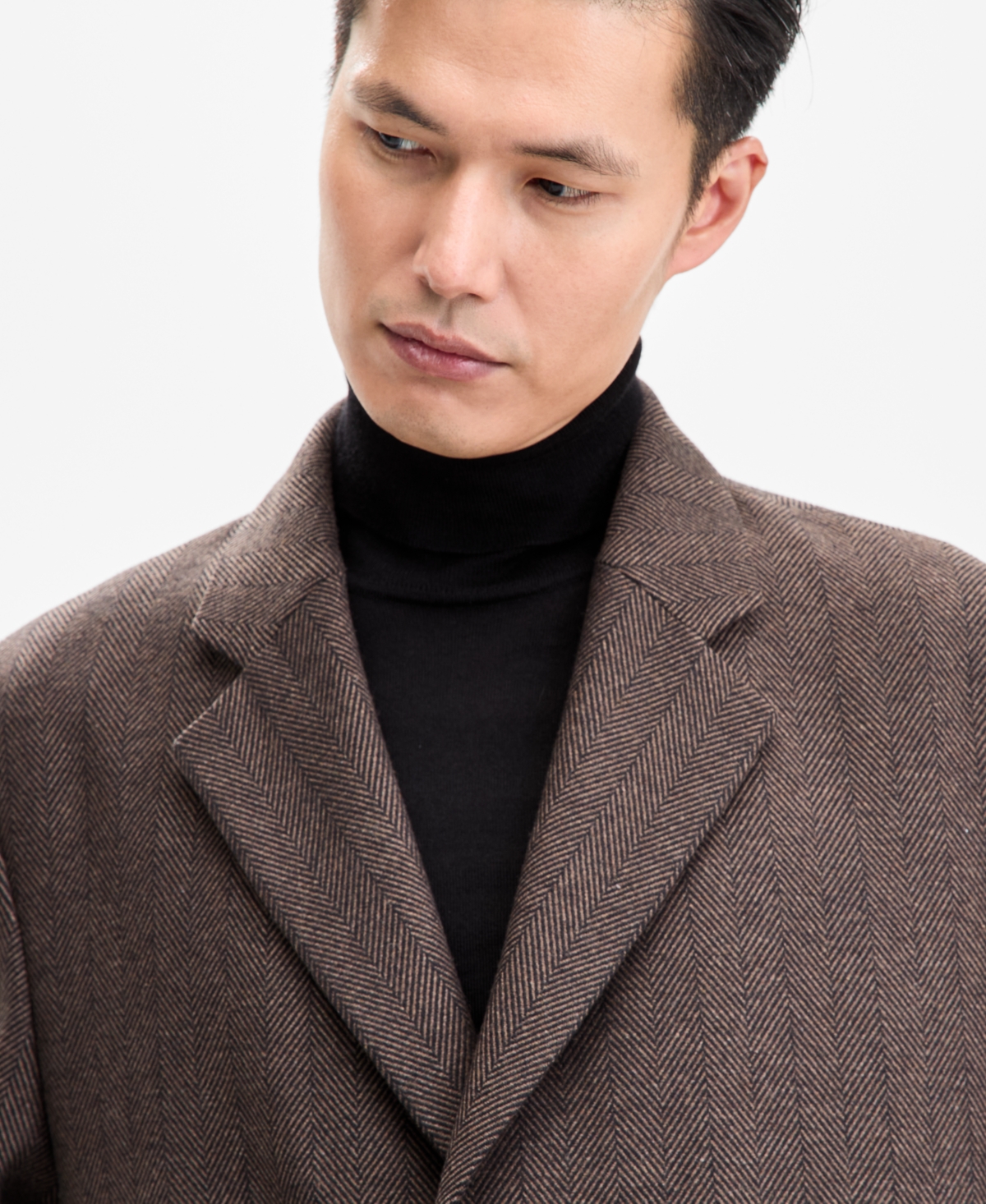 Hugo Boss Hugo By  Men's Modern-fit Herringbone Overcoat In Brown
