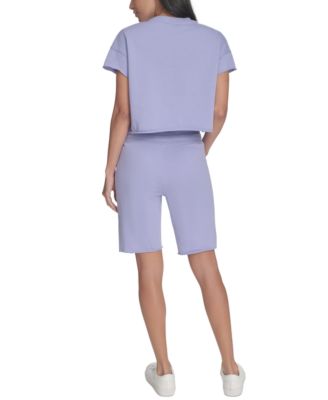 売れ筋商品|||カルバンクライン カットソー トップス レディース Women's French Terry 2-Tone Logo Crop T-Shirt Persian Violet Calvin Klein Women's French Terry 2-Tone Logo Crop T-Shirt