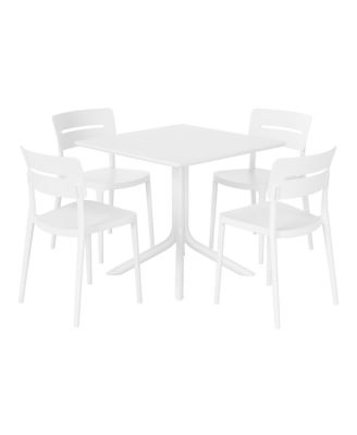 Modern 5-Piece Resin Patio Dining Table Set with Stackable Patio Dining Chairs