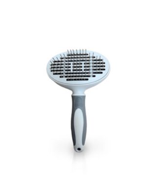 Beige Self-Cleaning Pin Slicker Brush, Retractable Head, Eco-Friendly Grooming Tool for Dogs and Cats