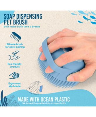 Eco-Friendly Soap Dispensing Pet Scrub Brush, Assorted Colors, Sustainable Grooming Tool for Dogs and Cats