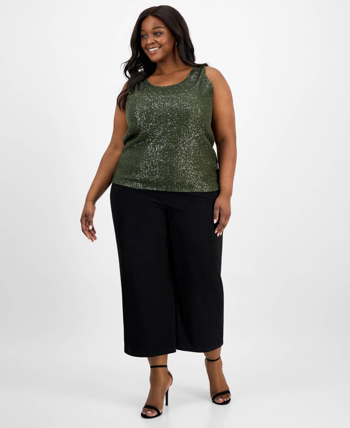 Anne Klein Plus Size Sequinned Sleeveless Top