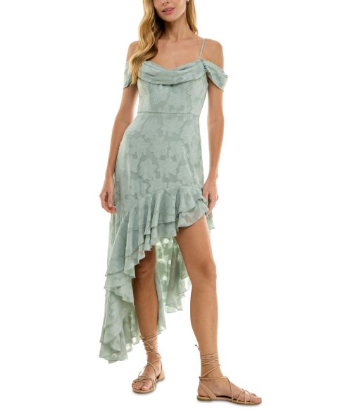 Женское платье City Studios Juniors' Textured Draped High-Low, цвет: Шалфейный