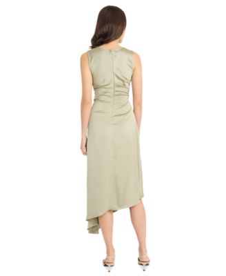Women's Ruched Asymmetrical Midi Dress