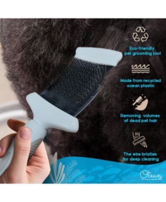 Blue Double-Sided Flexible Slicker Brush for Pets, Eco-Friendly Grooming Tool for Dogs and Cats