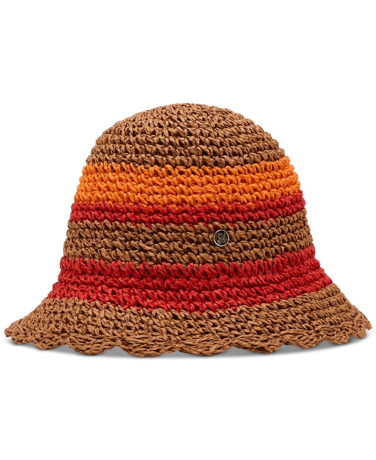 Steve Madden Scallop-edge Crochet Striped Cloche