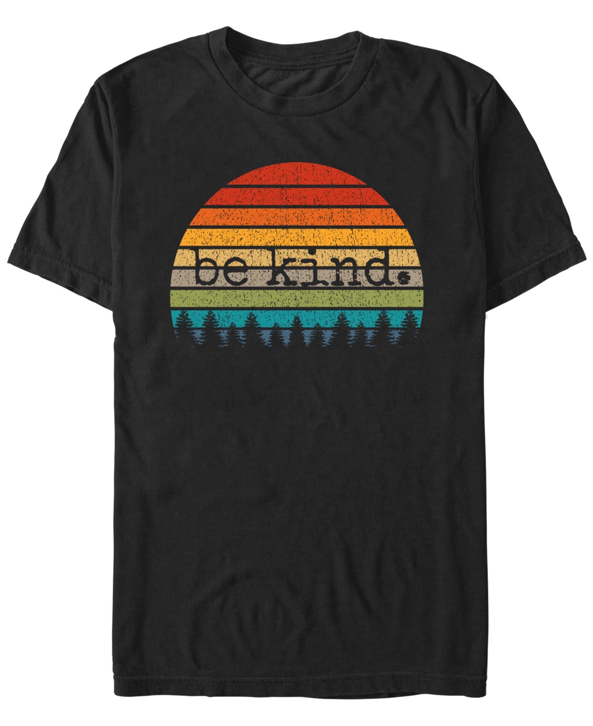 Men's Uplifting Retro Sun Vintage Be Kind Happy Positive Gift Short Sleeve T-Shirt - Black
