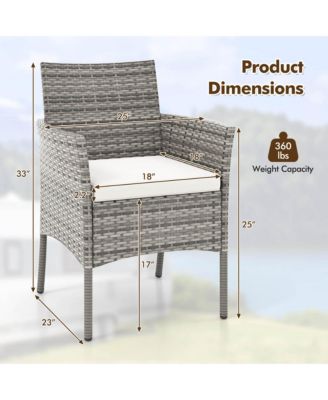 Set of 2 Patio Rattan Arm Dining Chair Cushioned Sofa Furniture