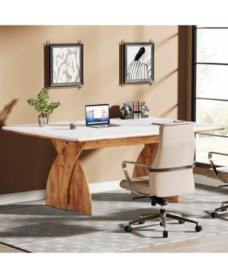 Executive Office Desk, Large Computer Desk, Modern Wood Desk with Heavy Duty Legs, Laptop Desk Study Writing Table Business Furniture, Work Desk for Home Office