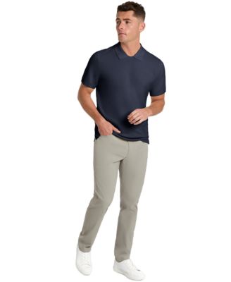 Men's Short Sleeve Waffle Knit Polo Sweater