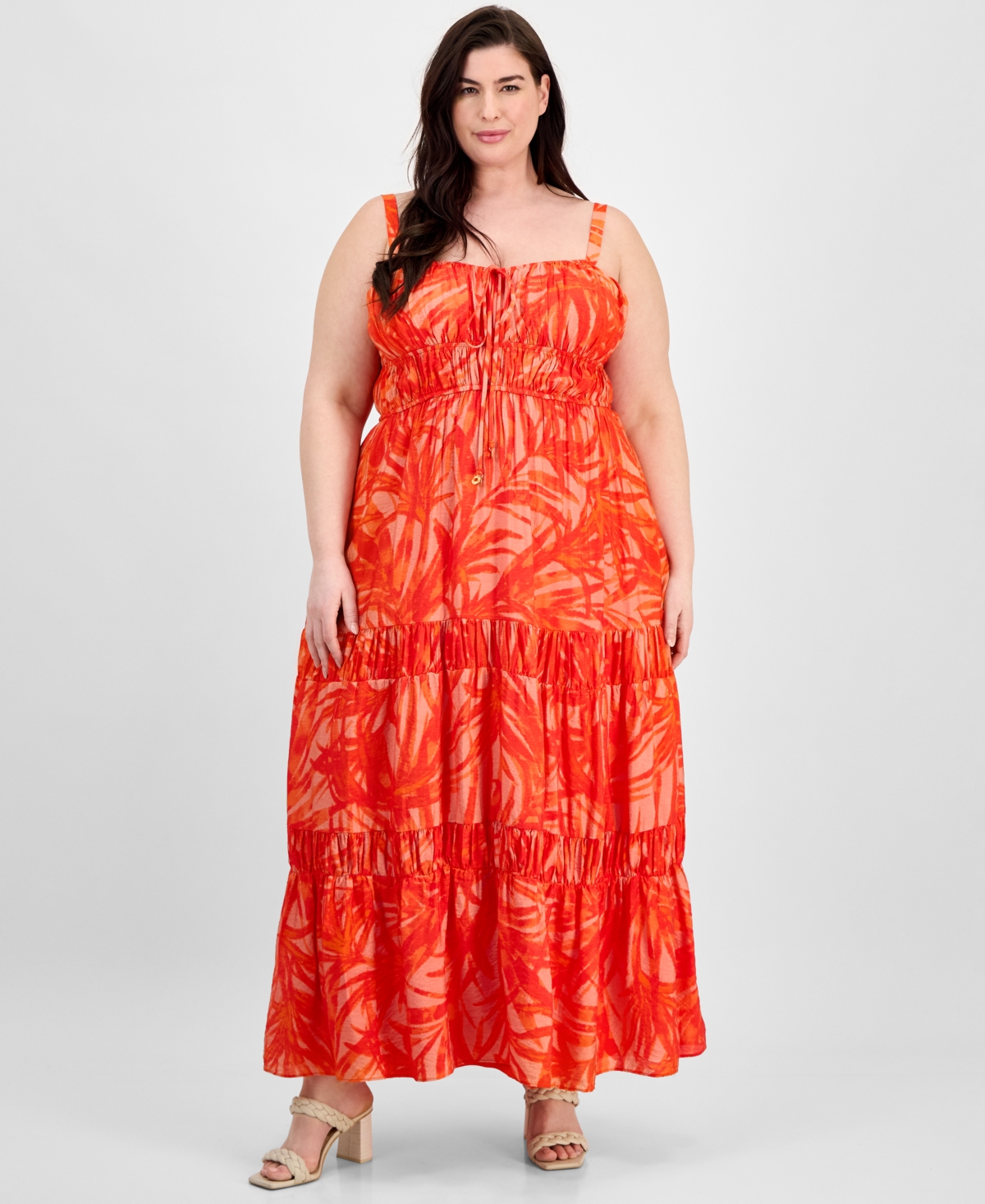 Taylor Plus Size Tiered Floral-print Maxi Dress