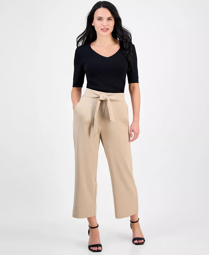 AK Anne Klein Petite Tie-Front Pull-On Wide-Leg Pants - thumbnail 4
