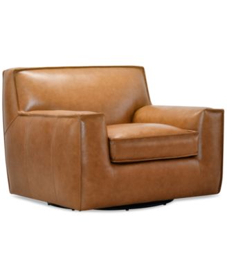 Glympton 44" Leather Swivel Chair, Exclusively at Macy's