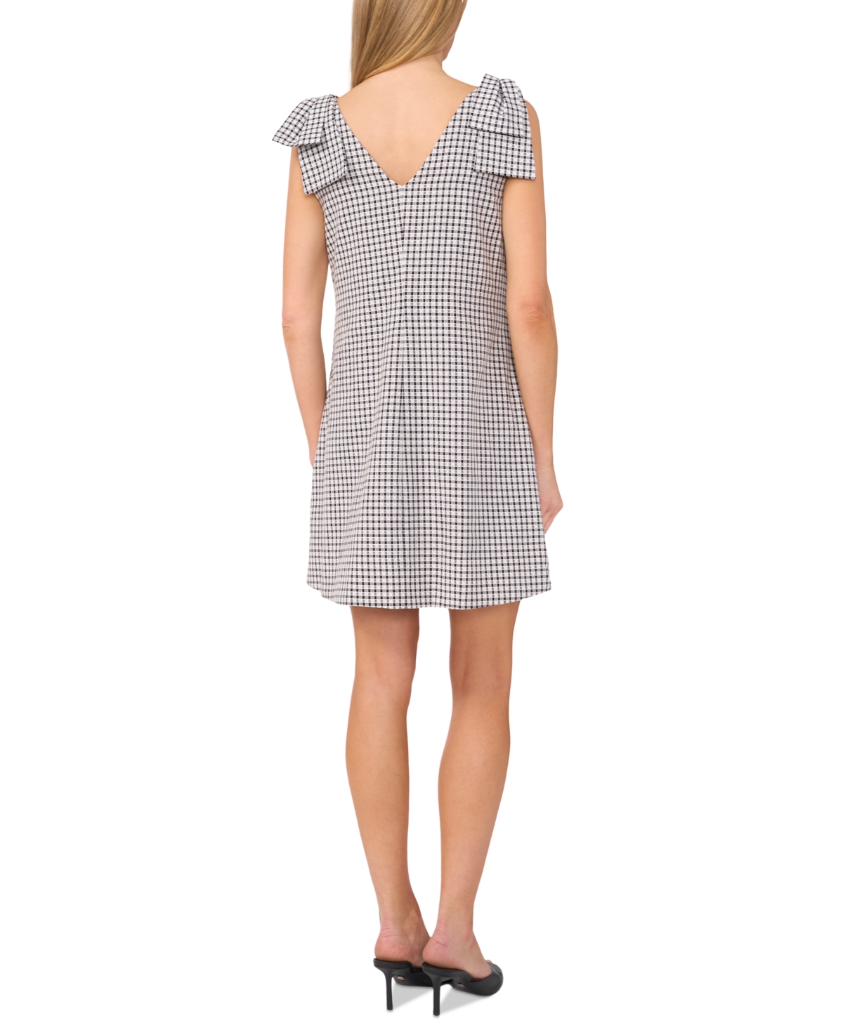 Shop Cece Women's Gingham Bow-shoulder Mini Dress In Rich Black