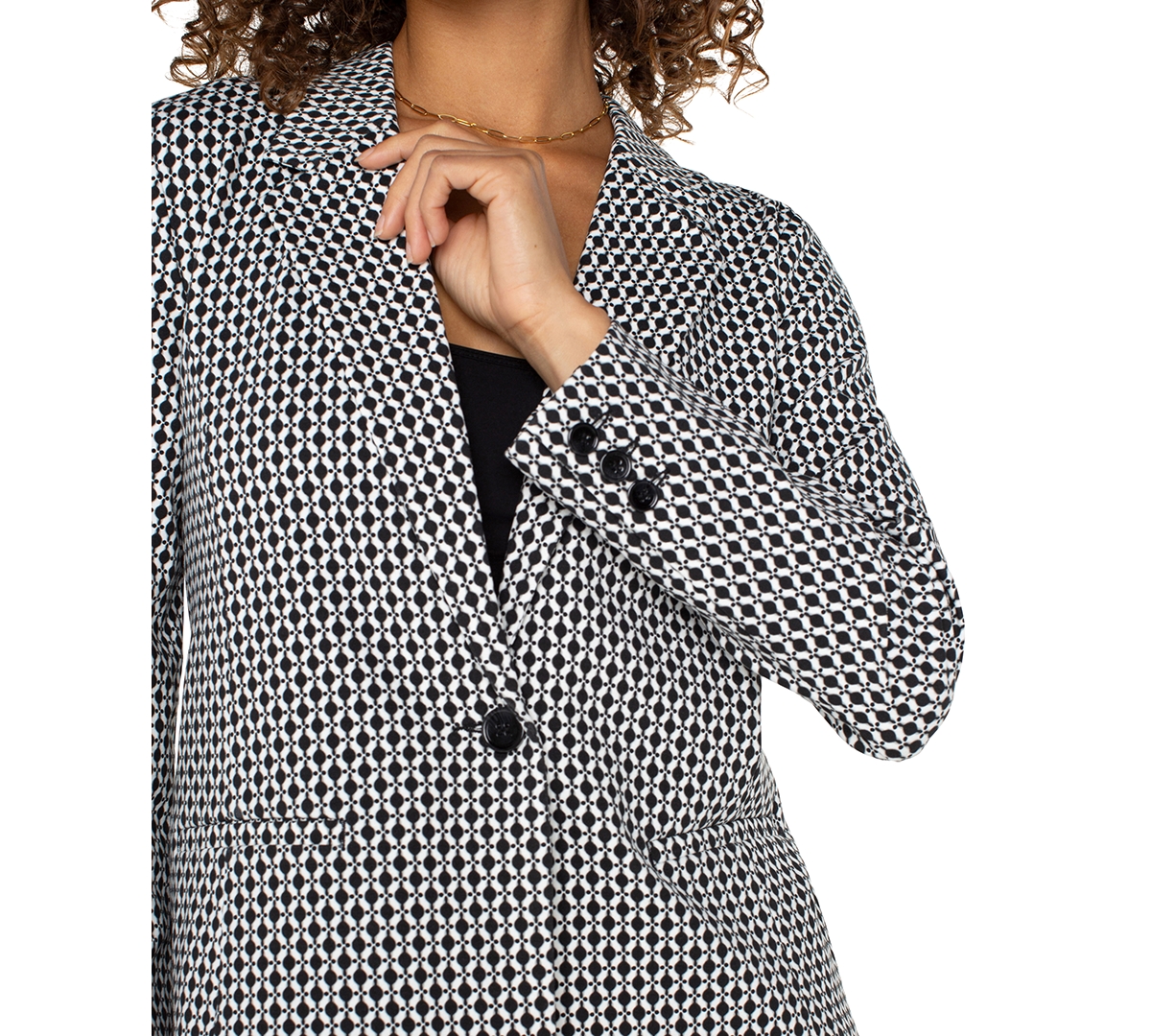 Shop Liverpool Los Angeles Women's Printed One-button Blazer In Black,white Batik