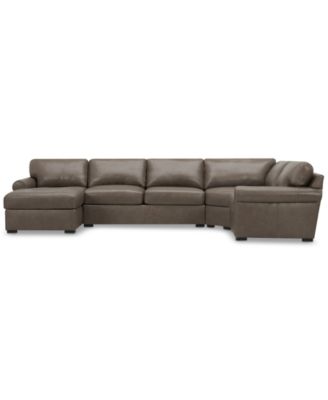 Radley Roll Arm 152" 4-Pc. Leather Wedge Corner Chaise Sectional