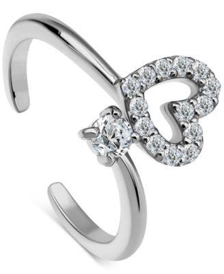Cubic Zirconia Open Heart Adjustable Toe Ring
