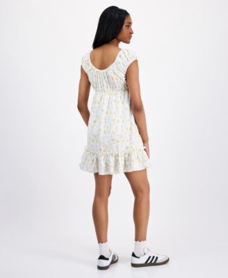 Juniors' Printed Babydoll Mini Dress