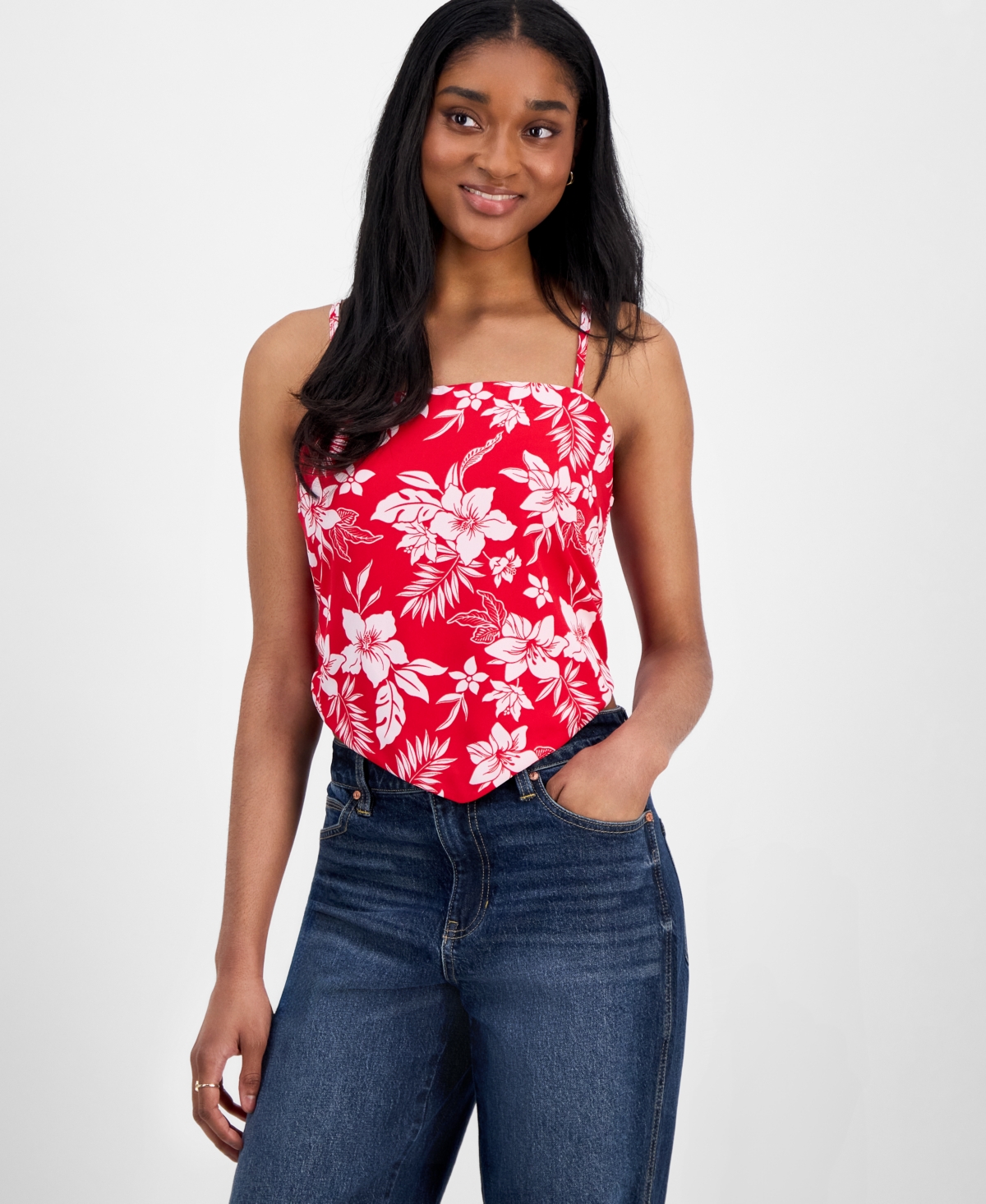 Juniors' Hibiscus Bandana Top - Hibiscus Red