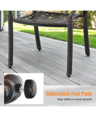 4pcs Patio Cast Aluminum Armrest Chairs Dining Stackable Outdoor