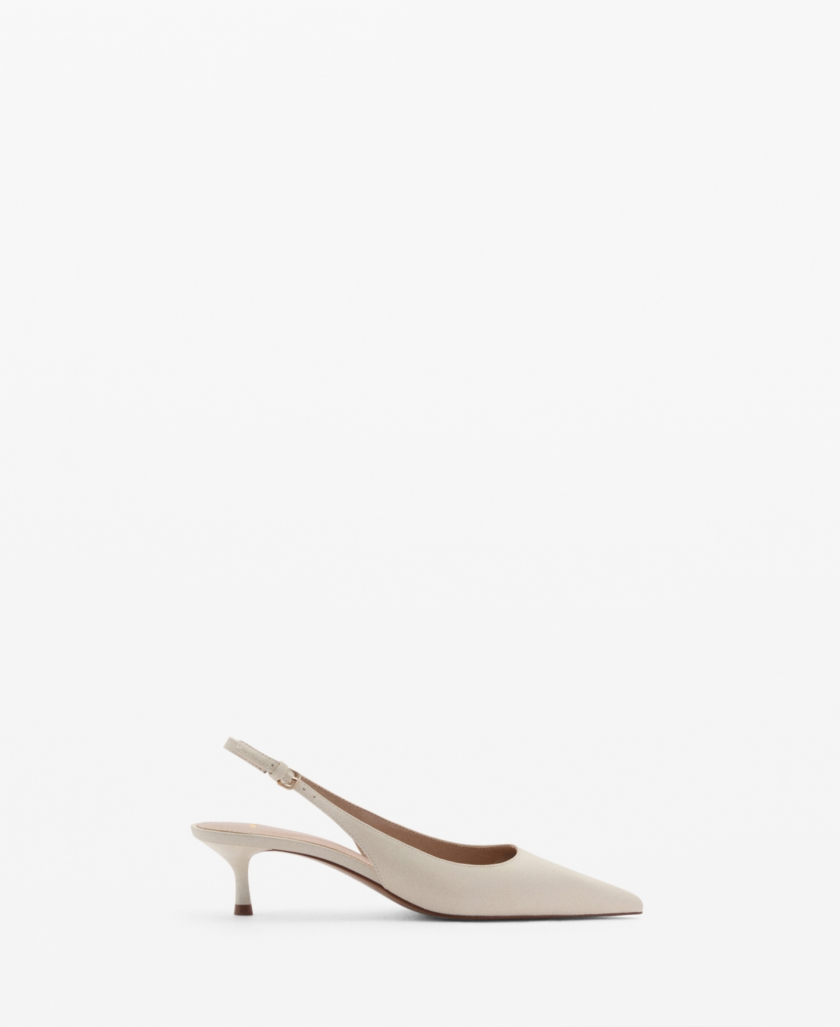 Mango Pointed Kitten Heel Shoes In Ecru