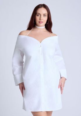 Women's Off The Shoulder Poplin Mini Dress