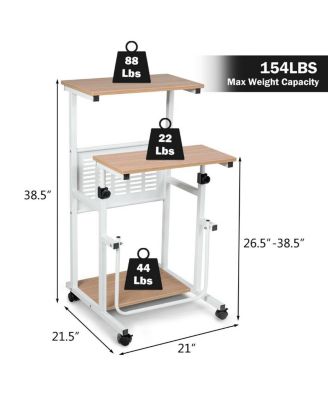 Height Adjustable Mobile Computer Stand-Up Desk with 2 Modes