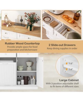 Kitchen Tilt Out Trash Cabinet with 2 Drawers and Adjustable Shelf