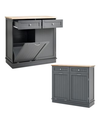 Kitchen Tilt Out Trash Cabinet with 2 Drawers and Adjustable Shelf