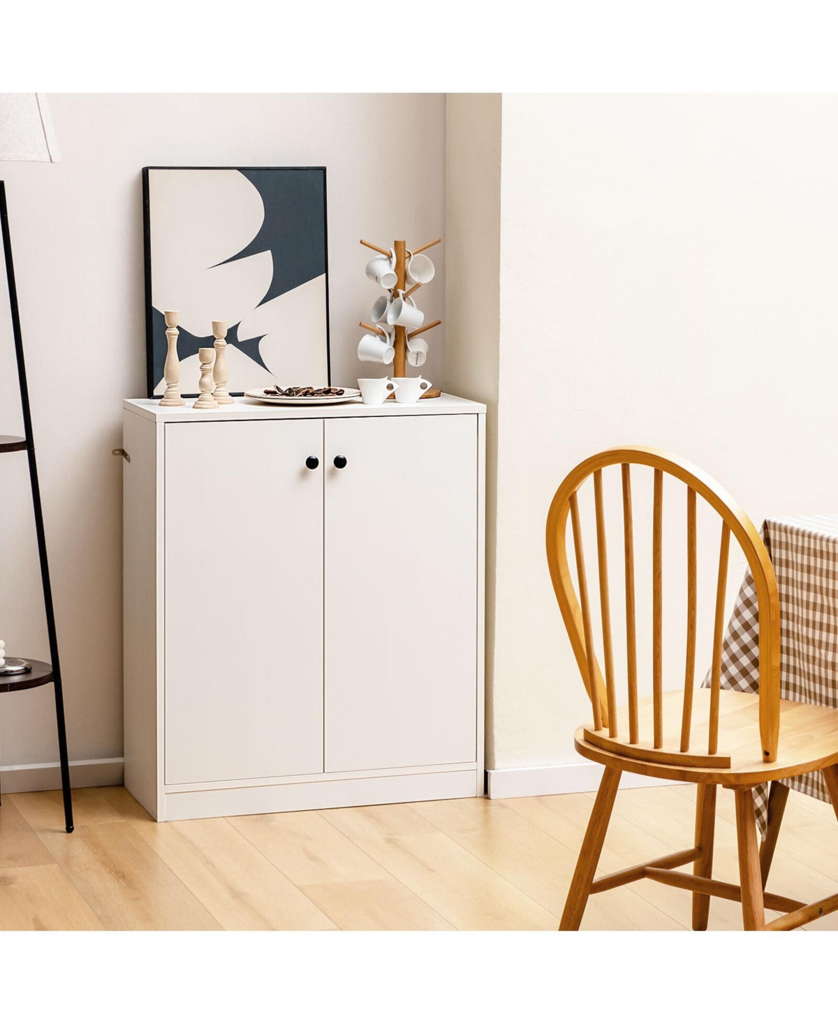 2 Door Storage Base Cabinet with 3-Tier Shelf