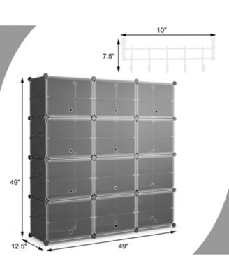 12-Cube 48 Pairs Portable Shoe Shelves with Hook