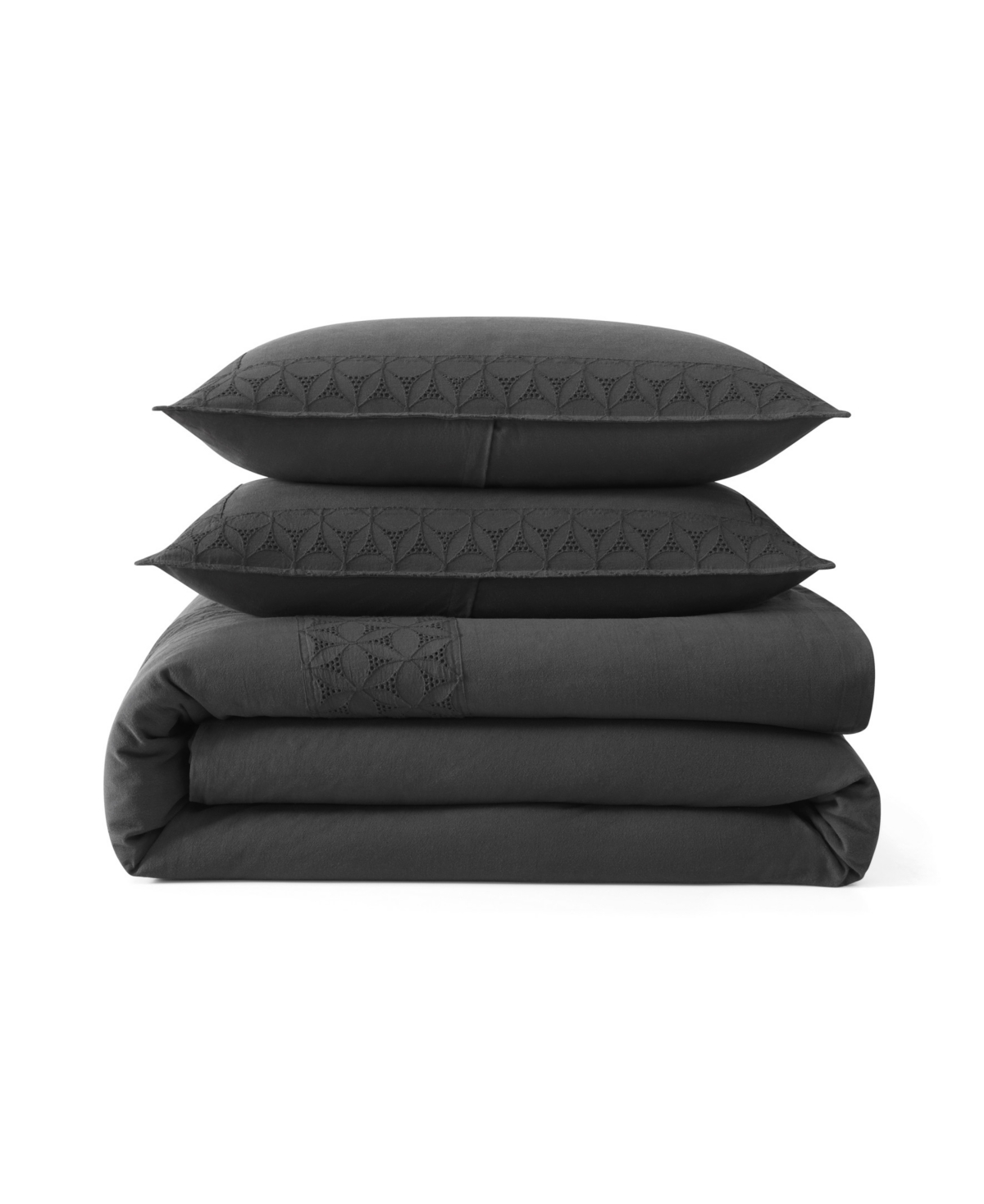 Dkny Pure Hotel Eyelet Duvet Cover Set In Black