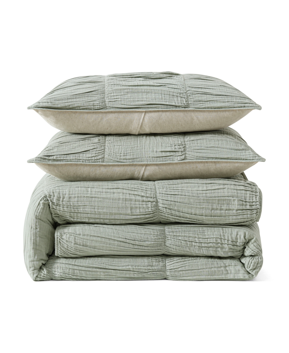 Dkny Pure Ruched Gauze 3-pc. Duvet Cover Set, Full/queen In Green
