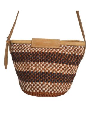 Life Damier Pattern Handwoven Sisal Straw Crossbody Shoulder Bag
