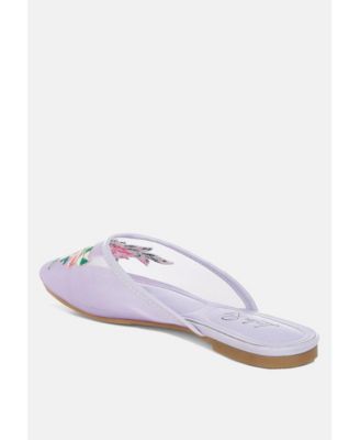 Shara Floral Embroidered Mesh Mules