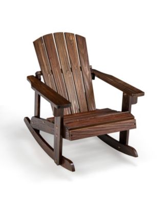 Outdoor Wooden Kid Adirondack Rocking Chair with Slatted Seat