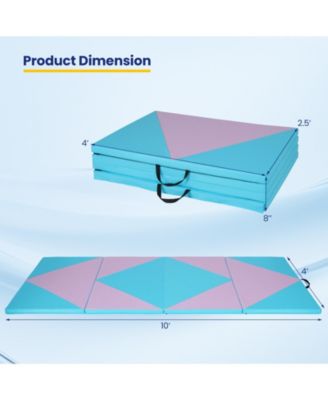 4-Panel PU Leather Folding Exercise Gym Mat with Hook and Loop Fasteners