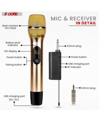 Wireless Microphones Pair UHF Professional Handheld Microfonos Inalambricos Dual Cordless Mic System for Karaoke Singing Wedding DJ Party Speech Church