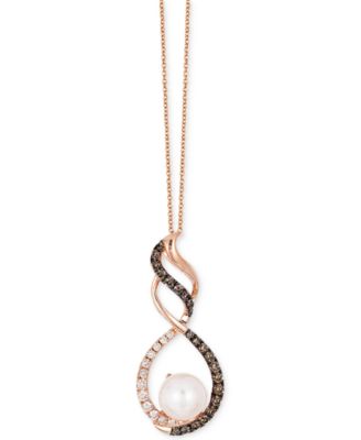 Le Vian - Fresh Water Pearl (8mm) and Diamond (5/8 ct. t.w.) Pendant Necklace in 14k Rose Gold