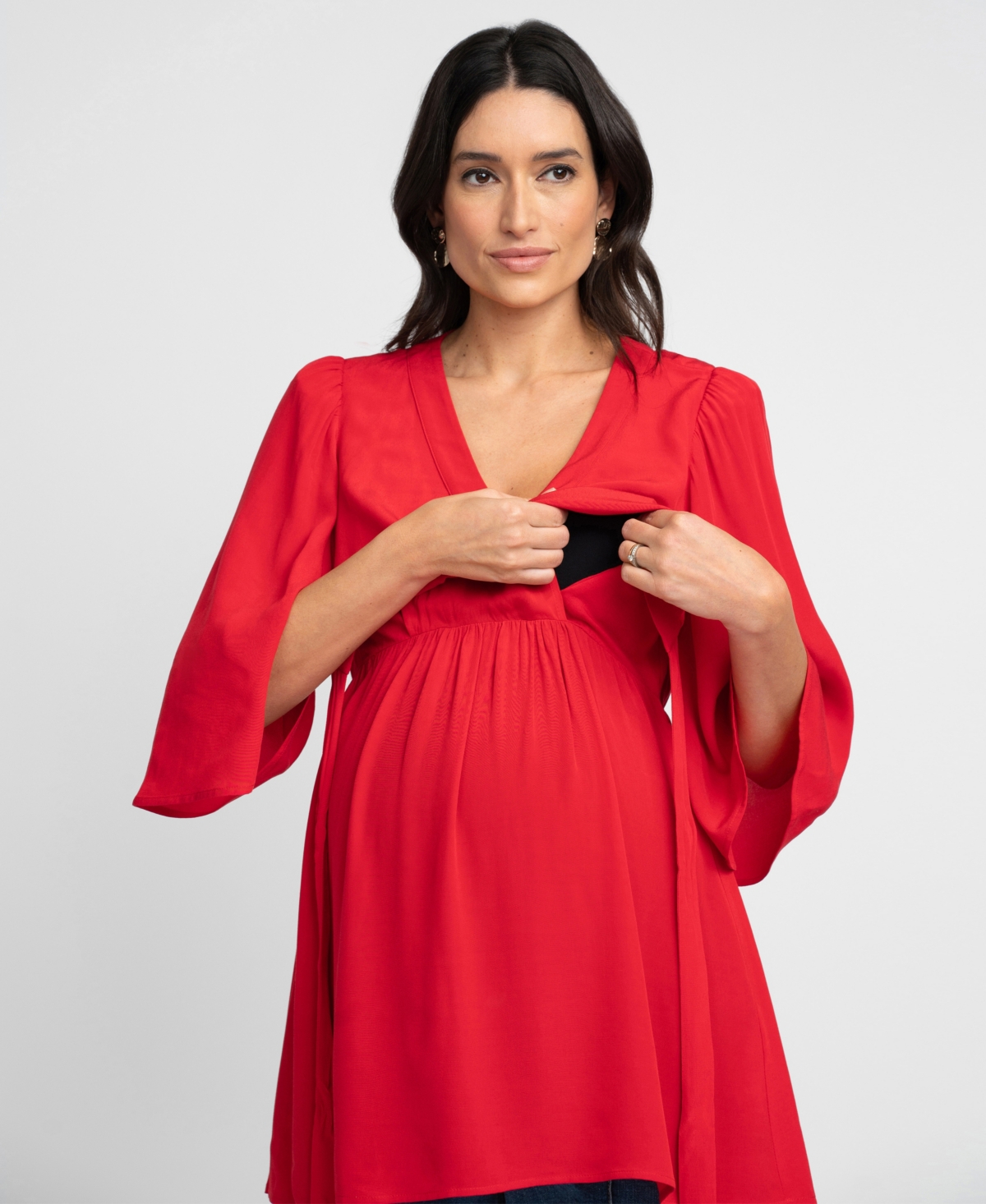 SERAPHINE WOMEN'S MATERNITY FLUTTER SLEEVE WRAP TOP 