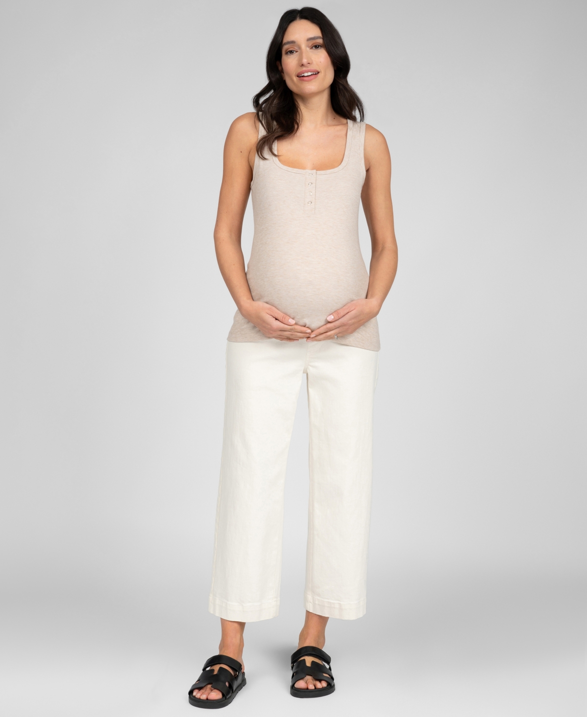 Shop Seraphine Women's Maternity Square Neck Button Front Vest Top In Oatmeal