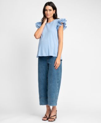 Seraphine - Women's Maternity Flutter Sleeve Top