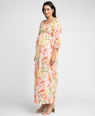 Seraphine - Women's Maternity Shirred Maxi Dress