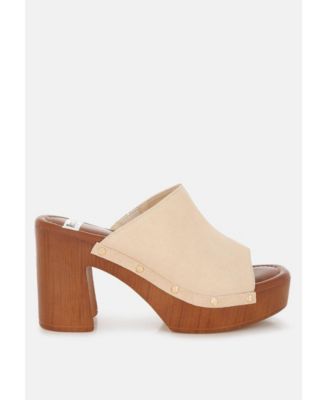 Masaki Soft Suede Leather Wooden Clogs