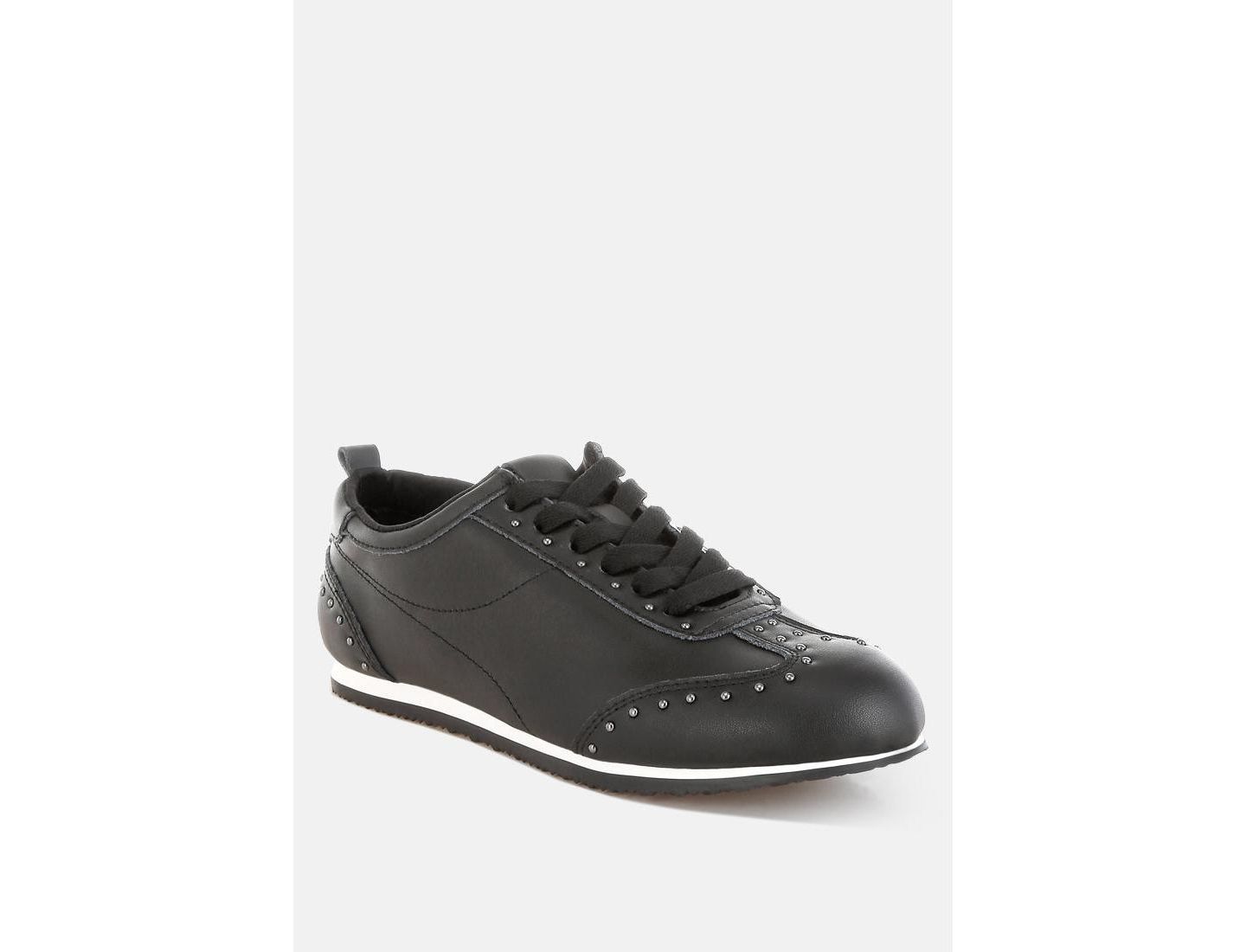 Женские кроссовки Rag & Co Odaya Studded Real Soft Leather, цвет: Чёрный — фото 1
